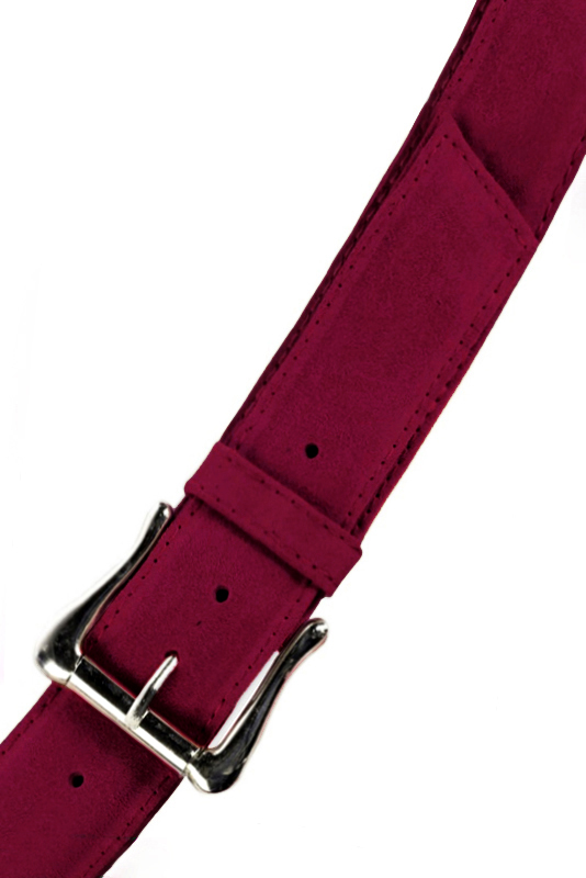 Burgundy red women's dress belt, matching pumps and bags. Made to measure. Top view - Florence KOOIJMAN